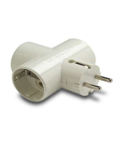 Adaptador triple TT lateral 16A/250V