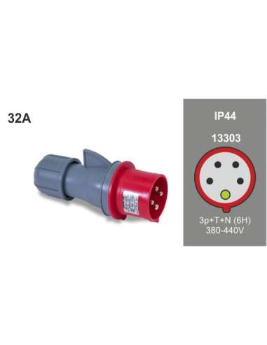 Clavija cetact 3P+N+T 380V 32A 6H